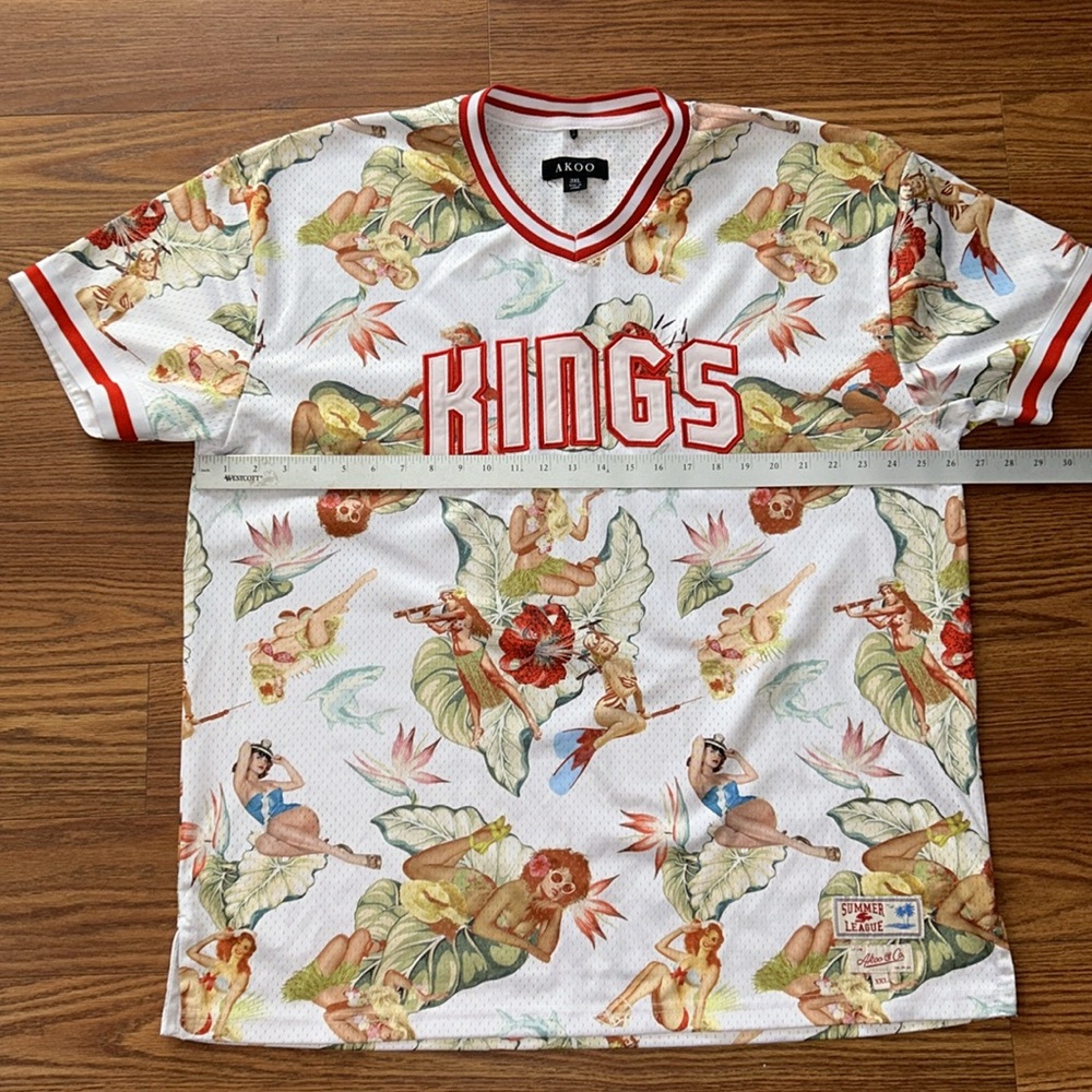 Akoo & Co Jersey Kings Summer League Women's Pinup Bold All Over Print SZ 3XL - Picture 7 of 11